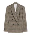 Max Mara Wool-cotton Check Blazer In Gray