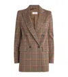 Max Mara Guelfo Checked Wool And Cotton Blazer In Brown