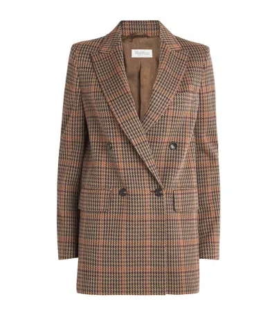 MAX MARA WOOL-COTTON HOUNDSTOOTH BLAZER