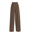 Max Mara Wool-cotton Houndstooth Trousers In Brown