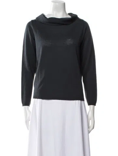 Pre-owned Max Mara Wool Cowl Neck Sweater In Blue