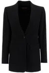 Max Mara Wool Crepe Blazer With T In Black