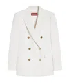 Max Mara Verace Double Breast Linen Blazer In White