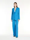Max Mara Wool Crepe Trousers In Blue Azure
