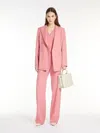 Max Mara Wool Crepe Trousers In Dark Pink