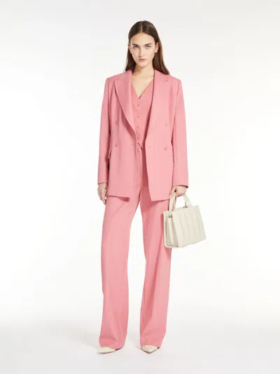 Max Mara Wool Crepe Trousers In Dark Pink