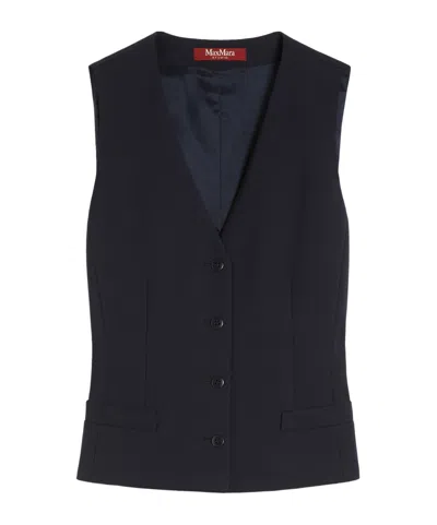Max Mara Wool Crepe Vest In Blue