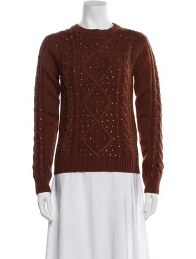 Pre-owned Max Mara Wool Crew Neck Sweater W/ Tags In Brown