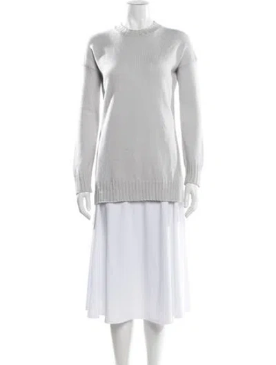 Pre-owned Max Mara Wool Crew Neck Sweater In White