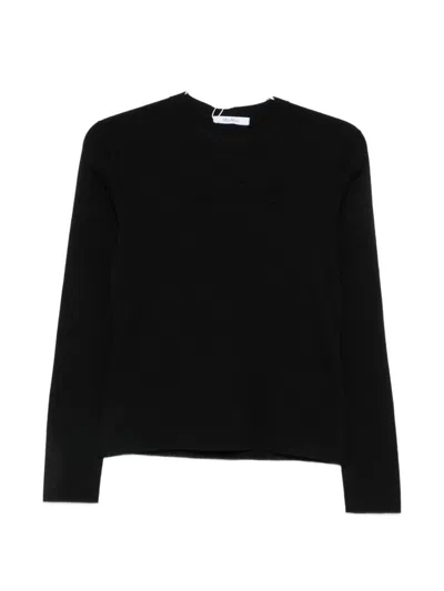 Max Mara Wool Crewneck Sweater In Black