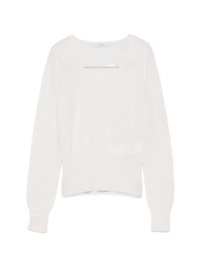 Max Mara Wool Crewneck Sweater In White