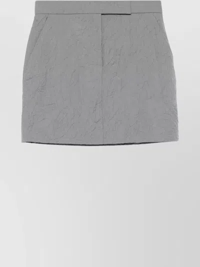 Max Mara Wool Crinkled Mini Skirt With Pocket Accents In Grey