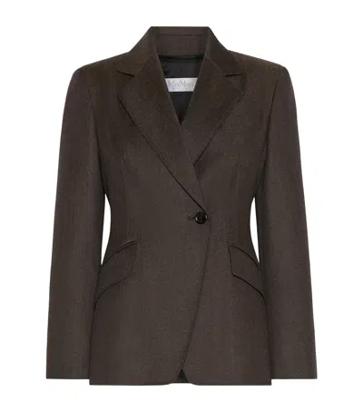 Max Mara Wool Diagonal-front Blazer In Black