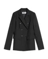 Max Mara Double-breasted Stretch Wool Blazer In Black