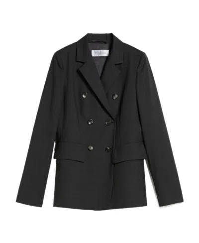 Max Mara Wool Double-breasted Blazer In Black
