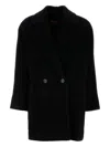 Max Mara Black Teddy Coat In Alpaca And Black Wool In Black