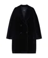 Max Mara Black Teddy Coat In Alpaca And Black Wool In Black