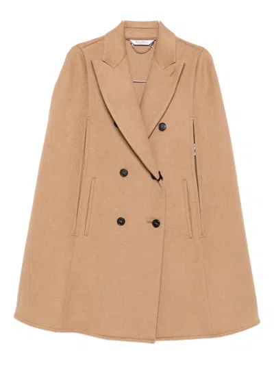 Max Mara Wool Double-breasted Coat In Brown