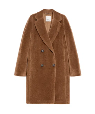 Max Mara Wool Double-breasted Coat In Brown