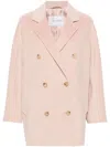 Max Mara Wool Double-breasted Coat In Pink