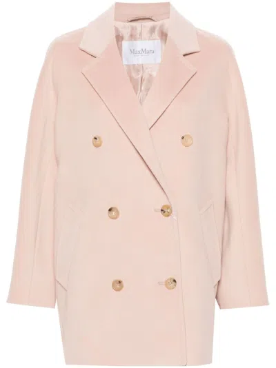 Max Mara Wool Double-breasted Coat In Pink