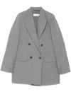 Max Mara Double-breasted Grey Blazer With Crinkled Texture