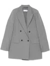 Max Mara Double-breasted Grey Blazer With Crinkled Texture