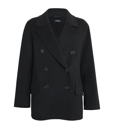Max Mara Double-breasted Tailored Blazer With Notched Lapel In Blue