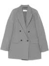 Max Mara Double-breasted Grey Blazer With Crinkled Texture In Grey