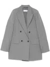 Max Mara Double-breasted Grey Blazer With Crinkled Texture In Grey