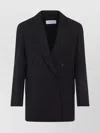 Max Mara Double-breasted Wool Jacket With Pinstripe Design In Black
