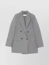 Max Mara Double-breasted Grey Blazer With Crinkled Texture