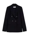 Max Mara Wool Double-breasted Suit Jacket In Blue