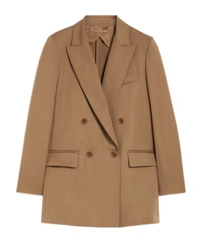 Max Mara Wool Double-breasted Suit Jacket In Brown