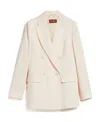 Max Mara Wool Double-breasted Suit Jacket In White