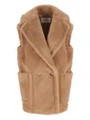 Max Mara Wool Double-breasted Vest In Brown