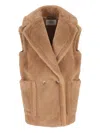 Max Mara Wool Double-breasted Vest In Brown