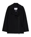 Max Mara Wool Double Tweed Coat In Black