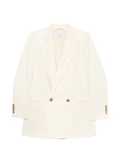Max Mara Wool Double-breasted Jacket In White