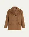 Max Mara Wool Double-breasted Peacoat In Brown