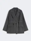 Max Mara Wool Drap Double-breasted Jacket In Gray