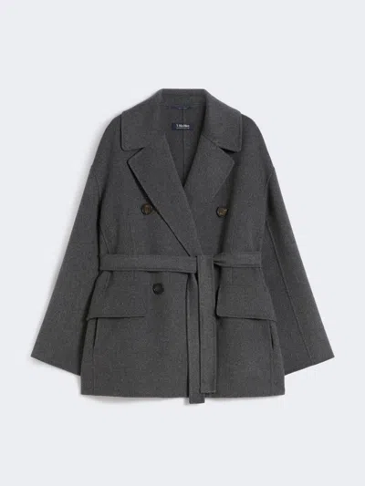 Max Mara Wool Drap Double-breasted Jacket In Gray