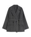 Max Mara Wool Drap Double-breasted Jacket In Gray