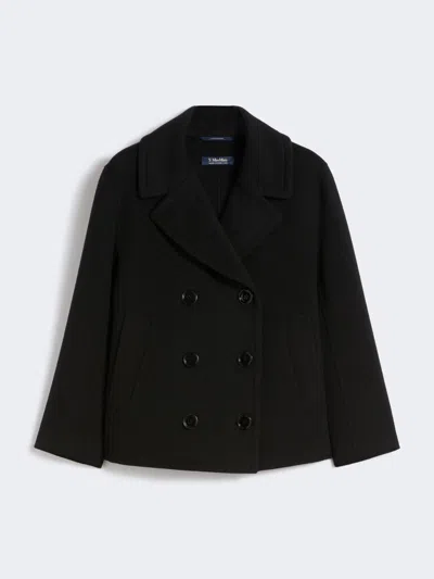 Max Mara Wool Drap Pea Coat In Black