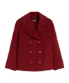 Max Mara Wool Drap Pea Coat In Burgundy