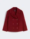 Max Mara Wool Drap Pea Coat In Burgundy