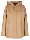 Max Mara Wool Drap Sweatshirt Coats Beige In Brown