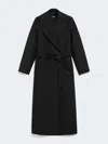 Max Mara Wool Drap Wrap Coat In Black