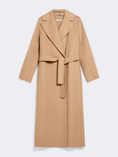 Max Mara Wool Drap Wrap Coat In Camel