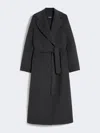 Max Mara Wool Drap Wrap Coat In Gray